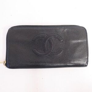 CHANEL Caviar Leather Zip around Long Wallet
